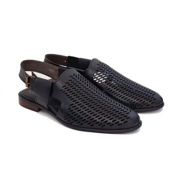Black Color Mild Leather Sandals For Men
